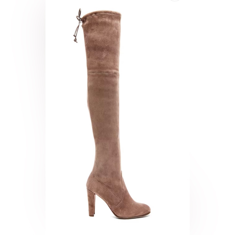 Stuart Weitzman Camel Brown Highland Suede Over the Knee Thigh High Tie Sz 37.5